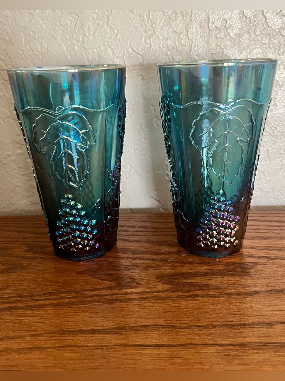 Indiana Glass ~ Harvest Grape ~ Blue Carnival Glass Tumblers